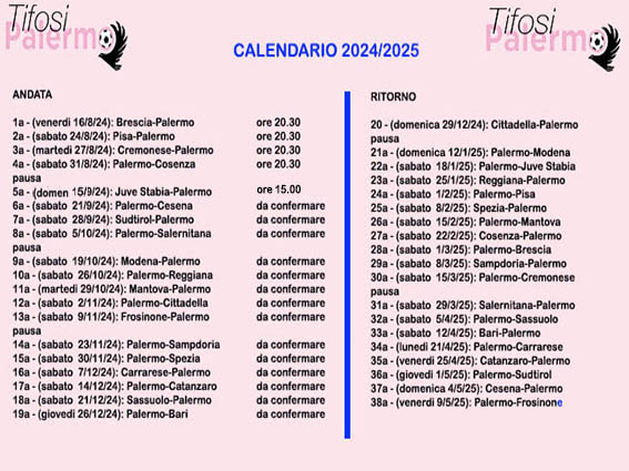 Palermo calendario